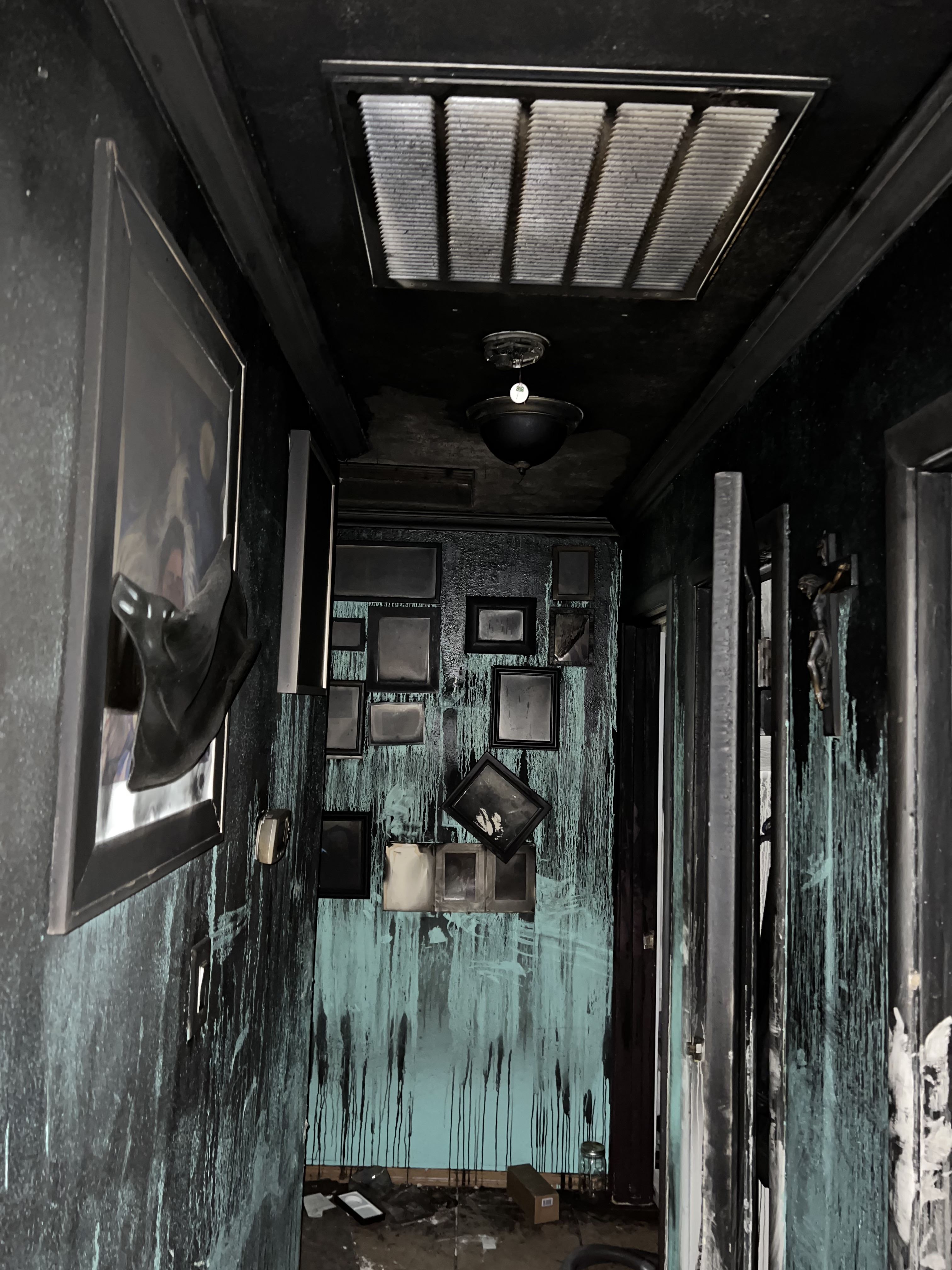 Interior hall Way, Smoke and Fire Damage Photo